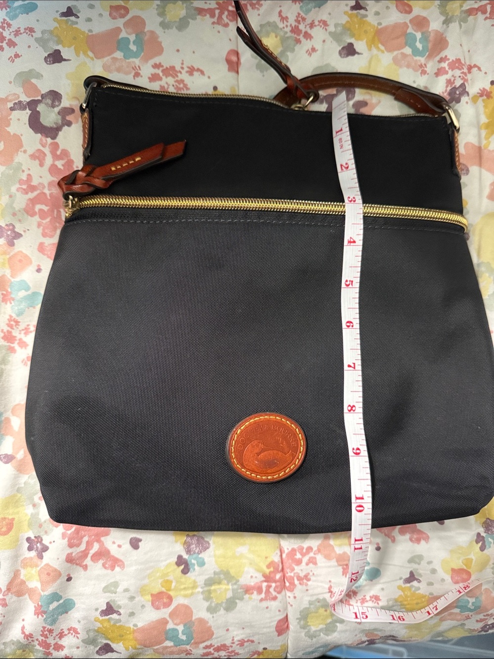 Dooney & Bourke Black Nylon Crossbody with Brown Leather Trim and Gold Hardware - Picture 8 of 8